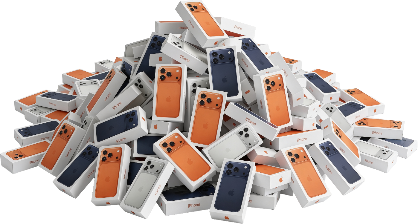 A selection of iPhones and their boxes