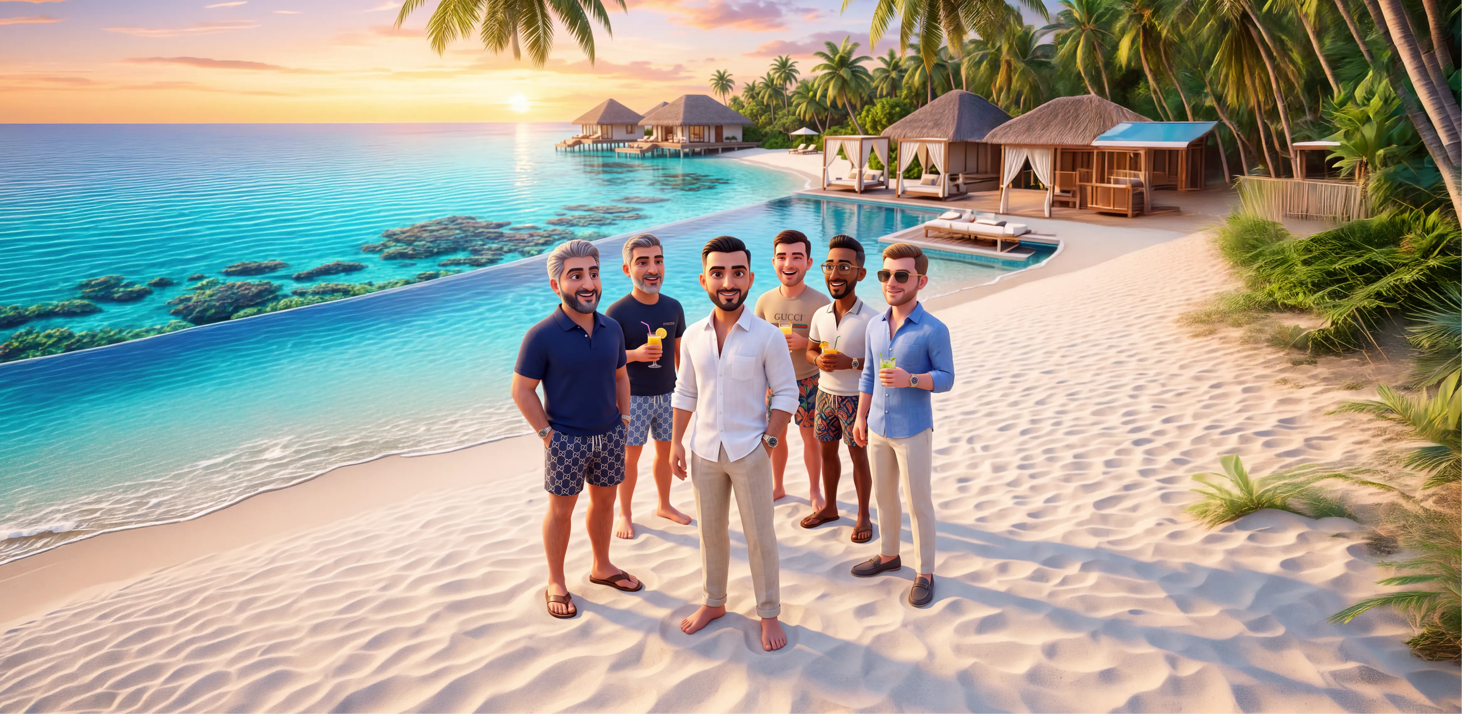 Coolmix team together at a tropical beach